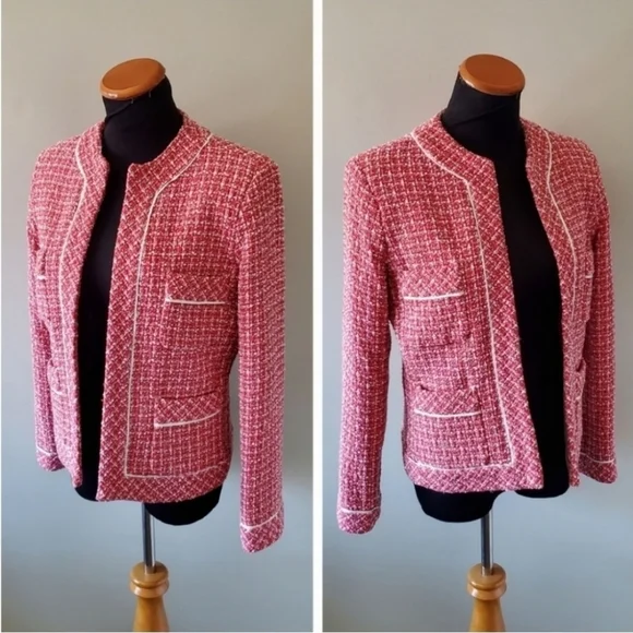 Anne Carson S Barbiecore Elle Woods Dainty Preppy Boucle Silk Tweed Blazer - Picture 6 of 13